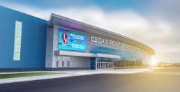 Exterior of Cedar Point Sports Center at Sunset Sandusky